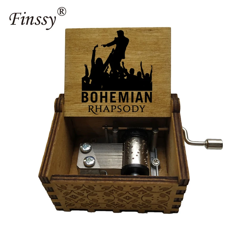 Музыкальная шкатулка Queen band с цветным принтом деревянная музыкальная ручной