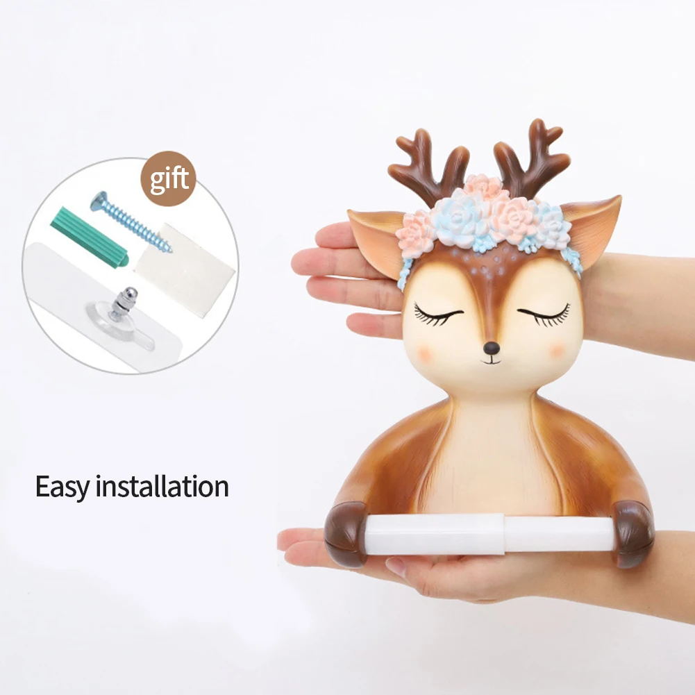 

Mount Toilet Paper Holder Cute Sika Deer Bathroom Kitchen Roll Paper Accessory Tissue Towel Accessories Holders Toilet Wall