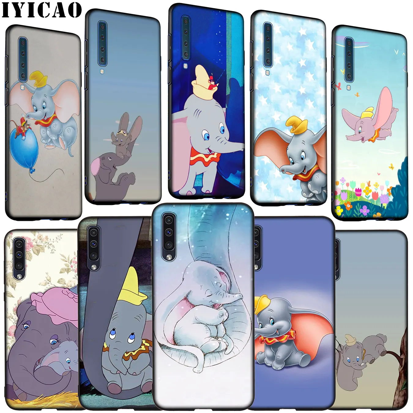 IYICAO анимация Dumbo черный мягкий силиконовый чехол для Samsung Galaxy A70 A60 A50 A40 A30 A20 A10 M10 M20