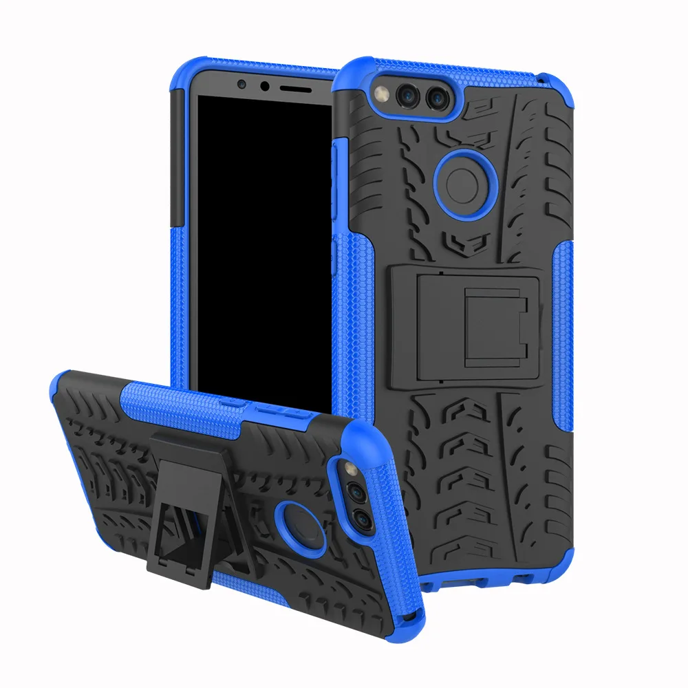 

2022 for Honor 7 X Cover Case for Huawei Honor 7X Rugged Dual Layer Shockproof Hard Silicone Armor Phone Case Stand Holder