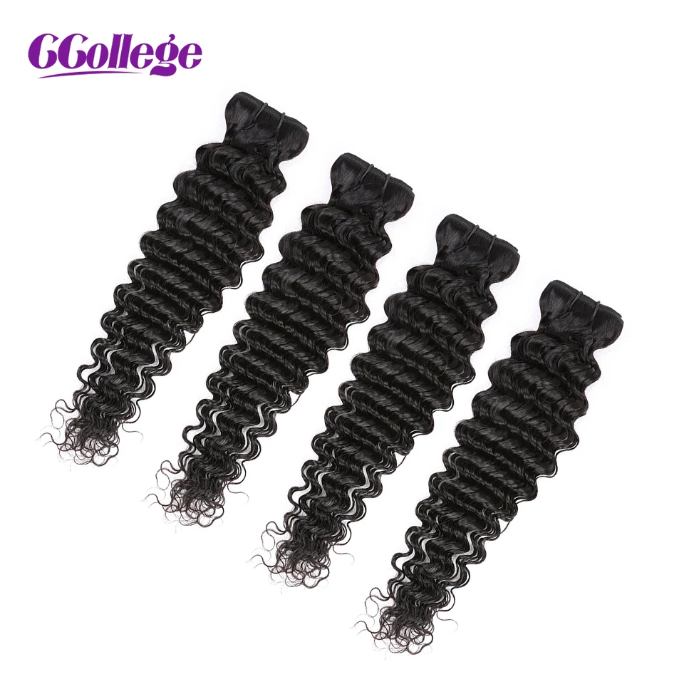 CCollege индийские человеческие волосы глубокая волна плетение 1 связка натуральный