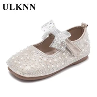 ulknn girls leather shoes 2021 spring autumn new silver gold princess little girls soft bottom peas shoes baby crystal shoes