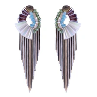 fashion crystal stud earrings for women girls gold plated ear needle statement earrings handmade beaded trendy tassels earrings
