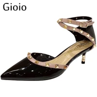 gioio woman medium high heels big size sandals lady shoes sexy work shoes summer party wedding female pointed toe work shoes