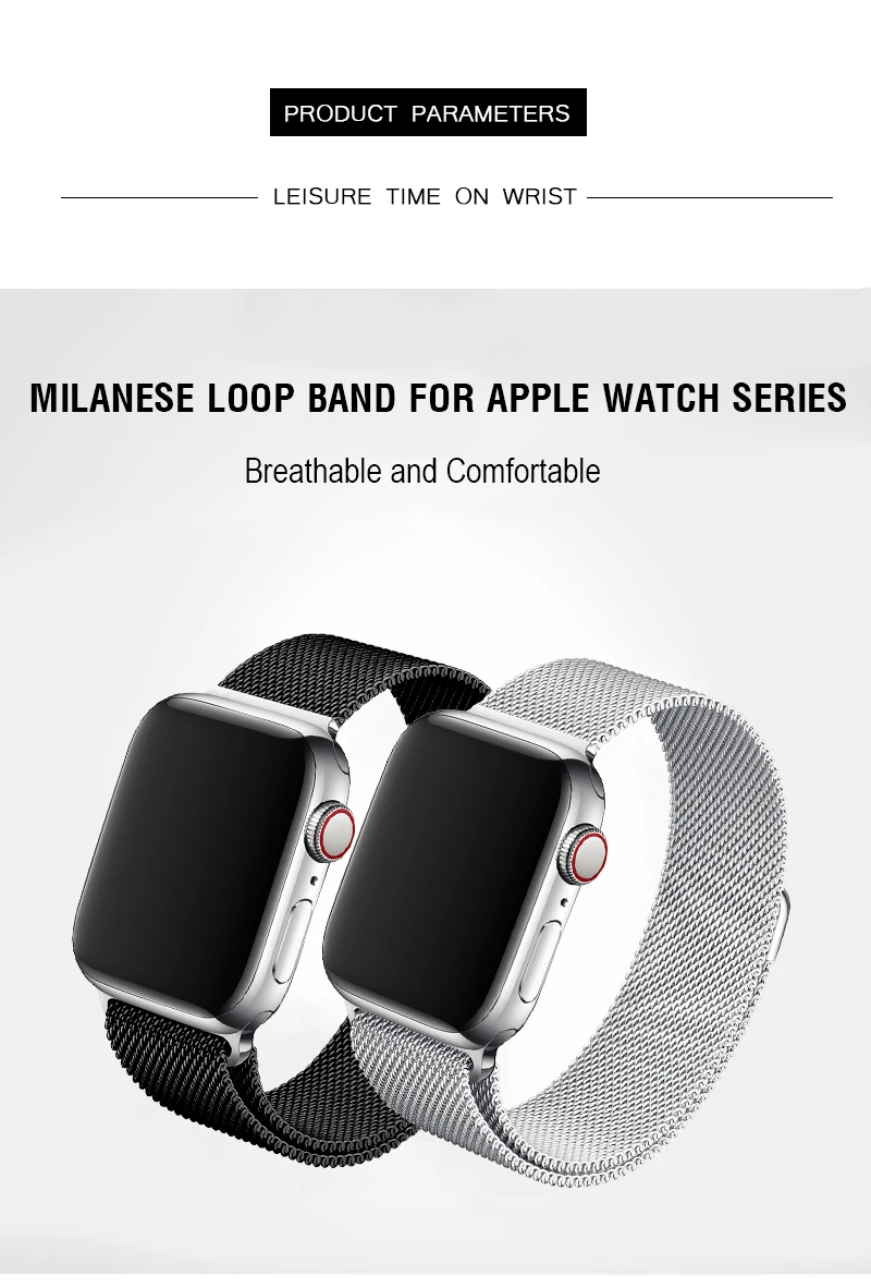Черный ремешок для Apple Watch Series 4, 5, 40, 44 мм, Миланская петля, магнитный металлический ремешок, браслет 38, 42 мм для Iwatch 2