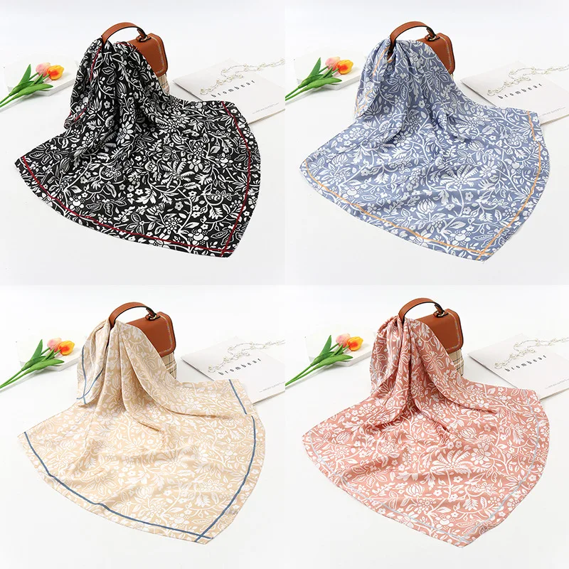 

Новый женский модный женский стиль 68*68 см тюрбан для волос квадратный шарф с цветочным принтом ручной Подарочный шарф