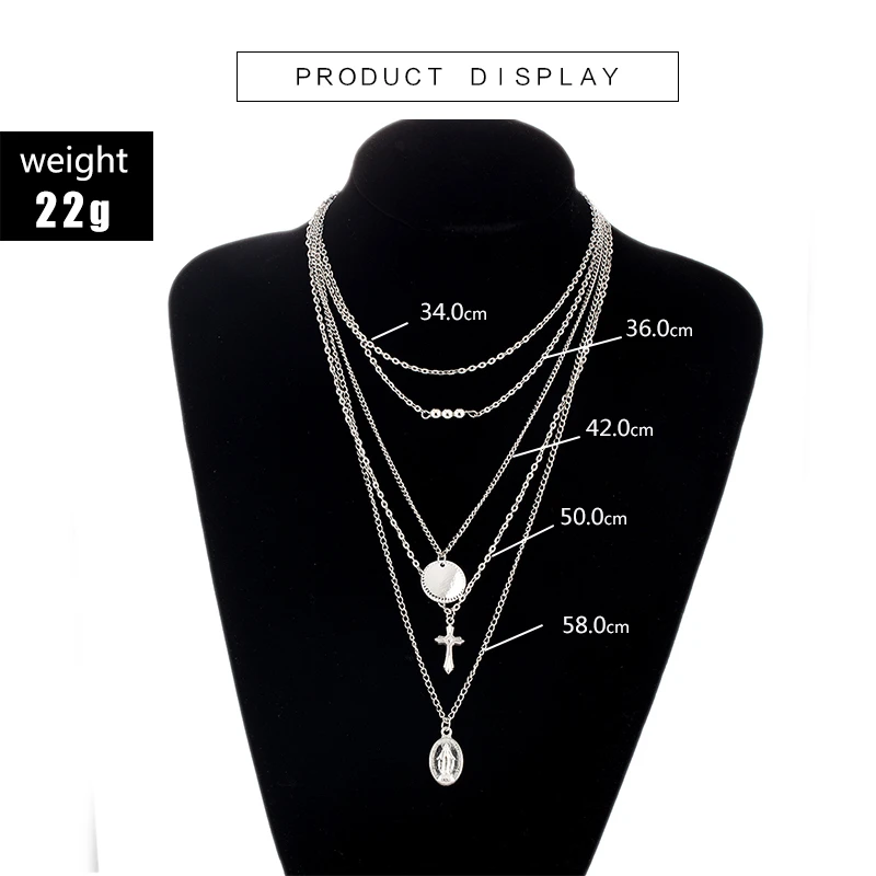 Женская цепочка с подвеской в виде креста серебристого цвета | Украшения и