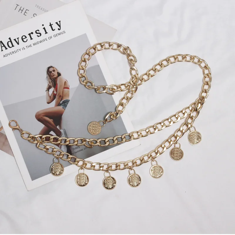 WKOUD EAM Overstate Сексуальная винтажная монета с кисточками цепочка для живота женские