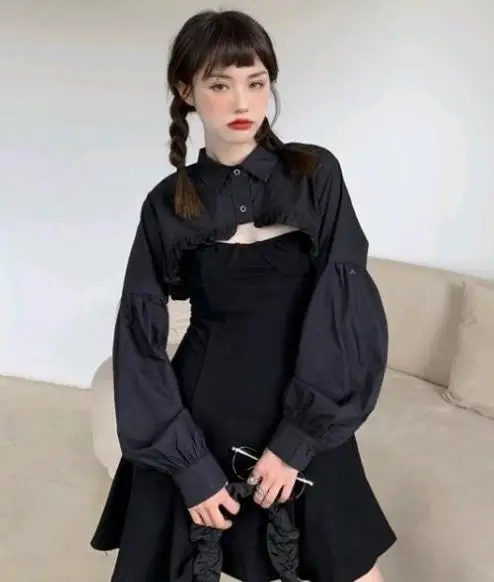 Women Long Sleeve Short Capes Shirts Woman White Tops | Женская одежда