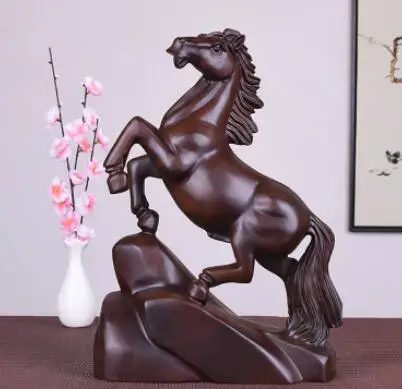 Черный сандаловое дерево резные конские части успеха зодиакальные животные