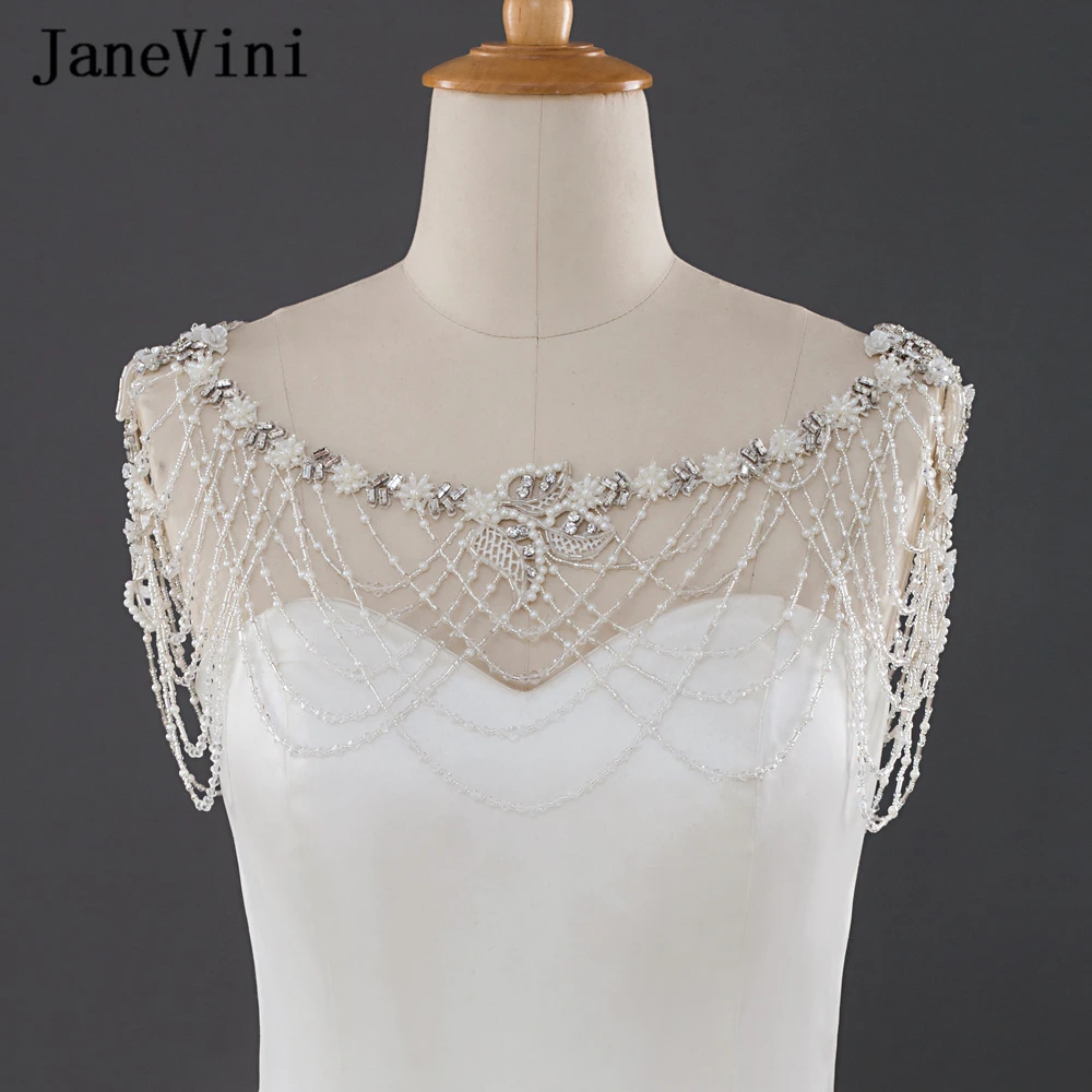 JaneVini роскошная кристальная Свадебная цепочка на плечо большие ожерелья