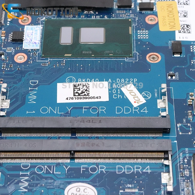 Материнская плата NOKOTION BKD40 материнская для ноутбука Dell Vostro 5468 5568 SR2ZU DDR4 с