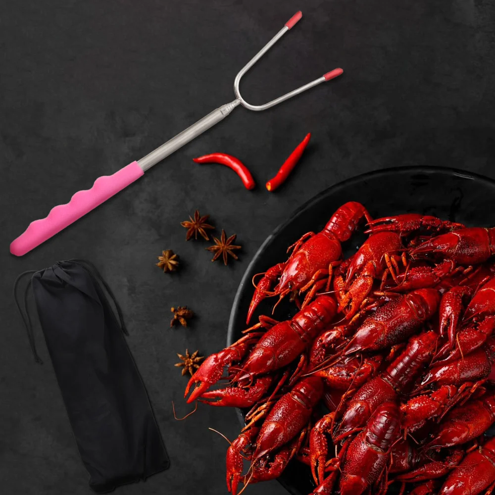 

1 Set Stainless Steel Skewers Picnic BBQ Tool Extendable Barbecue Forks