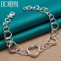 doteffil 925 sterling silver full heart bracelet chain for woman fashion wedding engagement party jewelry