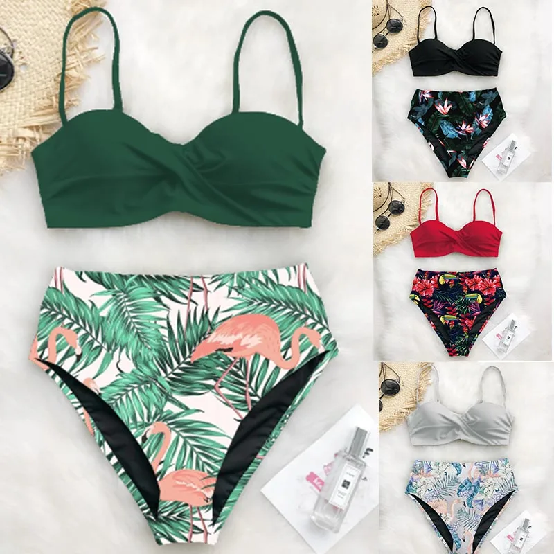 Высокая талия бикини набор 2019 сексуальный купальник женский пуш-ап плюс размер
