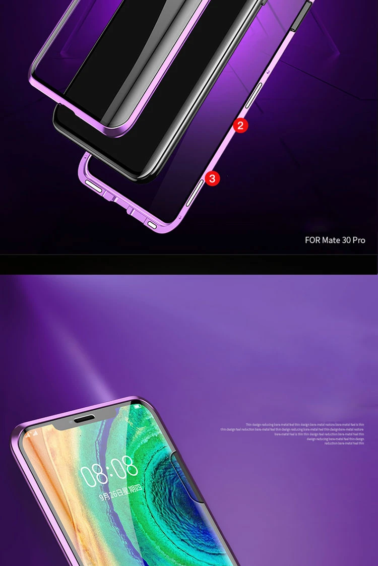 360 магнитный металлический бампер чехол для телефона huawei mate 10 20 30 Pro P30 P20 Pro Lite y9 Чехол двусторонний закаленное стекло