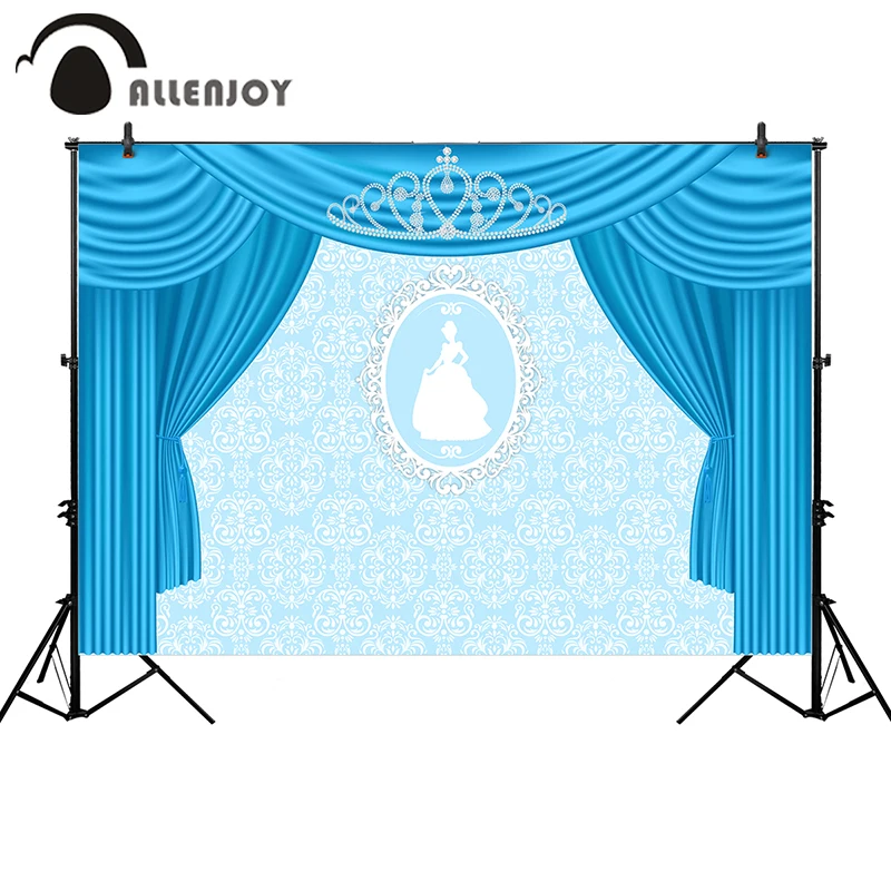 Allenjoy Дамаск баннеры синие занавески короны абстрактные принцессы с изображением