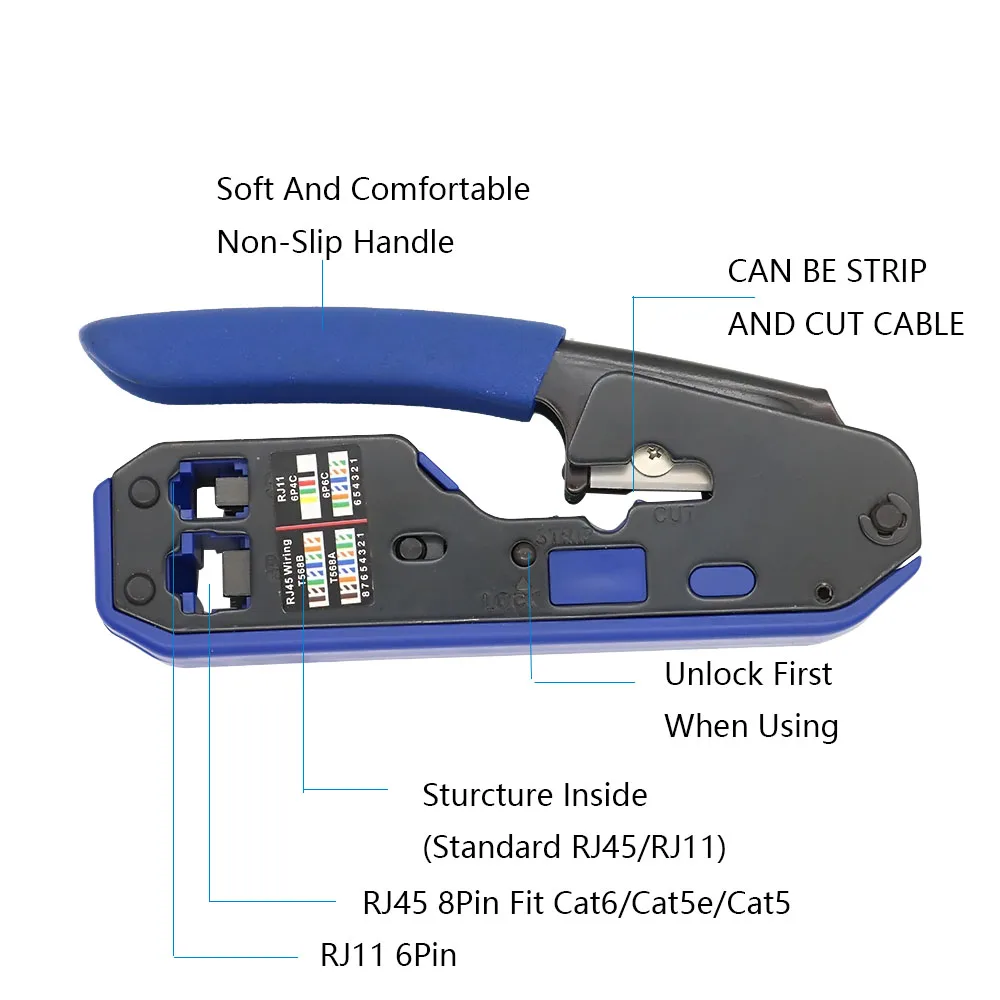 Rj45 инструмент сети обжимной для кабелей зачистки плоскогубцы Cat6 Cat5E Cat5 Rj11 Rj12