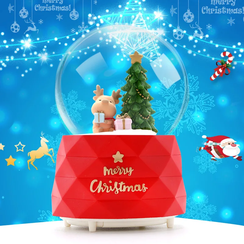 Веселые рождественские снежные глобусы вращающаяся музыкальная шкатулка Санта