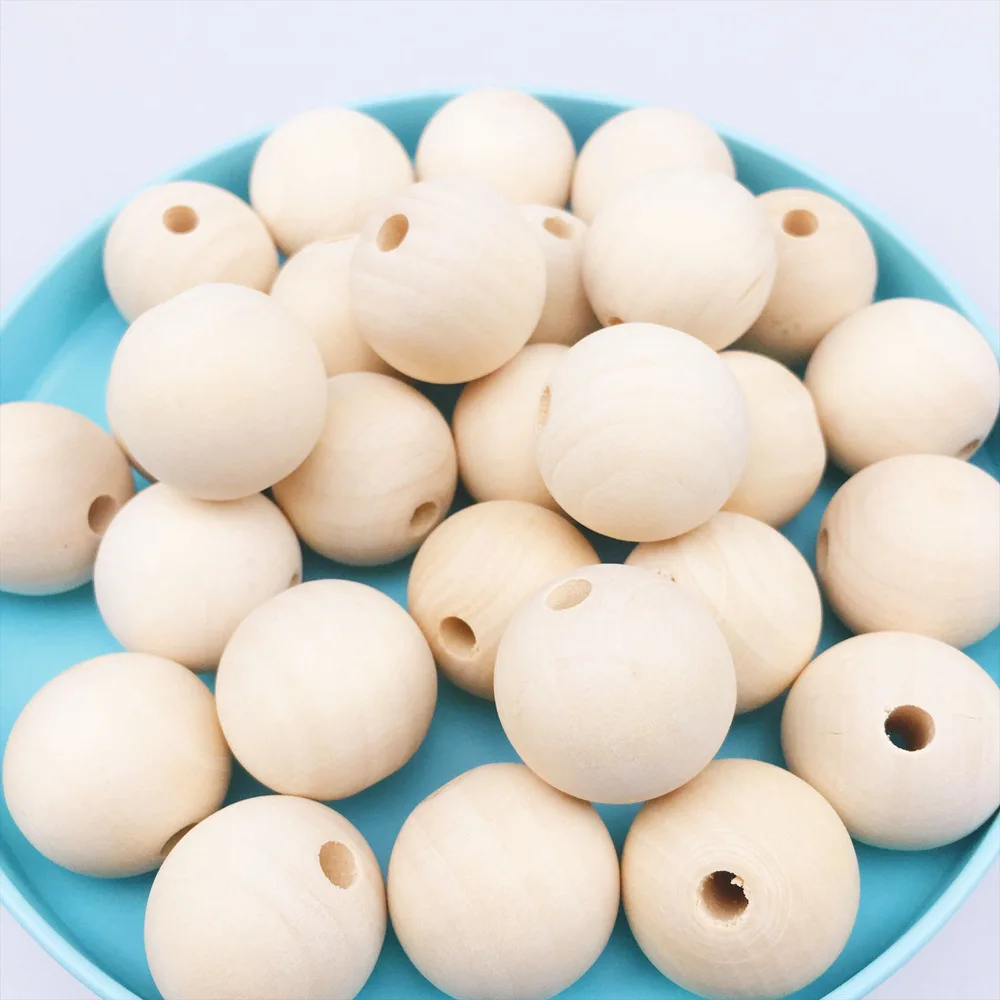 

DIY Natural Wood Charm Round Beads 4-30mm Spacer Wooden Beads Eco-Friendly Unfinished Round Balls Lead-Free For Jewelry Making