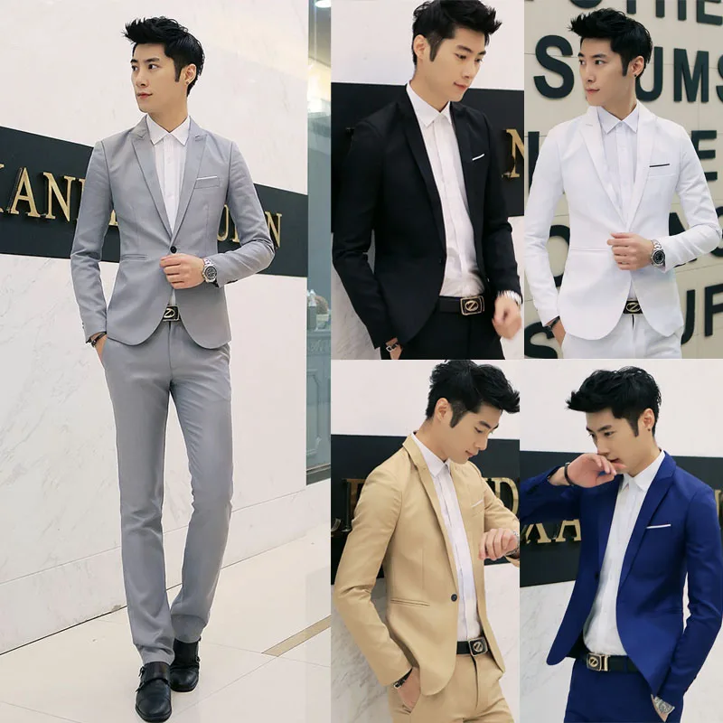 Мужская мода Slim Fit, на одной пуговице, повседневный костюм, жакет сплошной Цвет хлопковый пиджак Свадебные Бизнес куртка Размеры м до 3XL