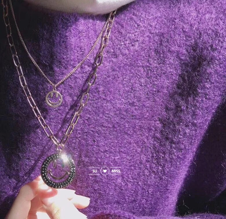 Модное Кристальное ожерелье с кулоном двойным слоем хит продаж милый