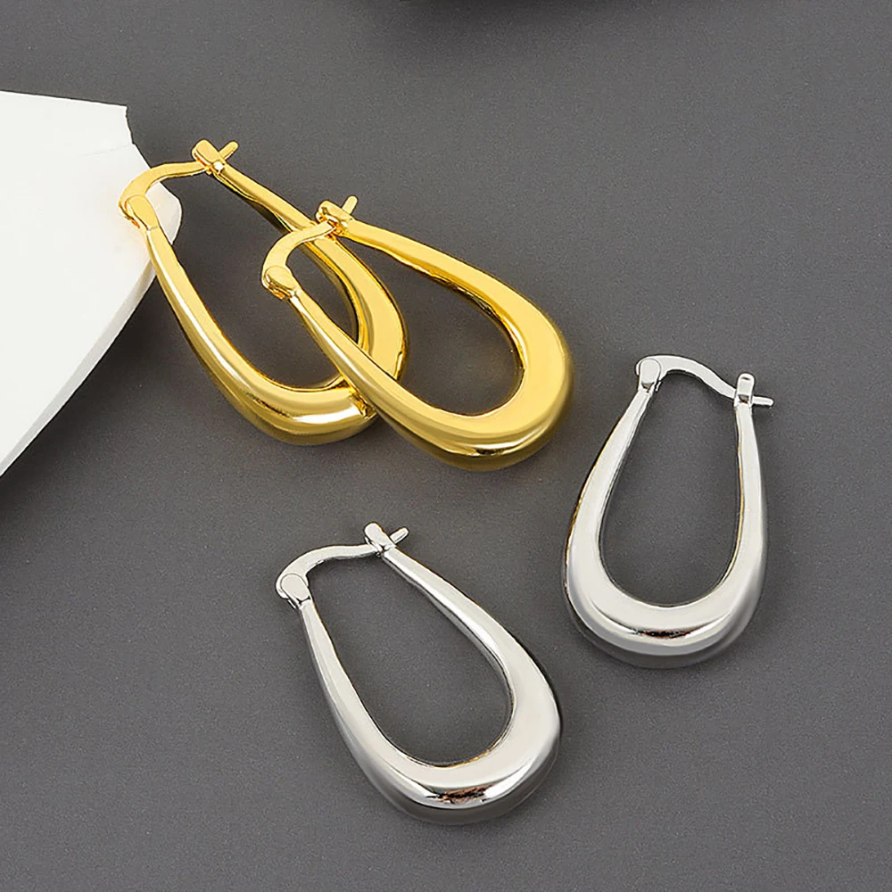 

Ghidbk Trendy Metal Geometric Irregular U-shaped Hoop Earrings Minimalist Earrings For Women Girls SimpleHuggie Earrings Jewelry