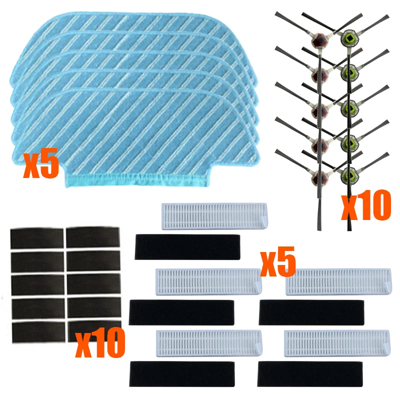 

Rags Side brushes Band sponges Filters Set For Ecovacs Deebot OZMO Slim 10 Vacuum cleaner Sweeper