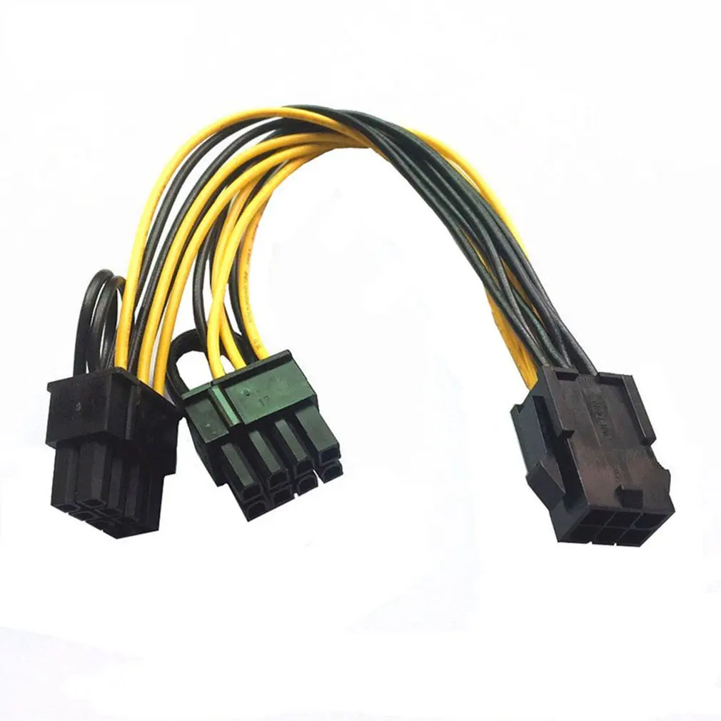 

10pcs/lot 6 Pin Feamle To Dual 8 Pin Male PCI Express Power Converter CPU Video Graphics Card 6Pin To 8Pin PCIE Power Cable