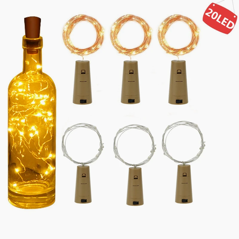 Гирлянда светодиодная винная бутылка с пробкой 20 светодиодных ламп на