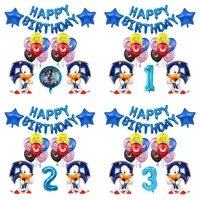 42pcs sonic theme cartoon hedgehog blue colors number foil latex balloons birthday party decor supplies helium balloons supply