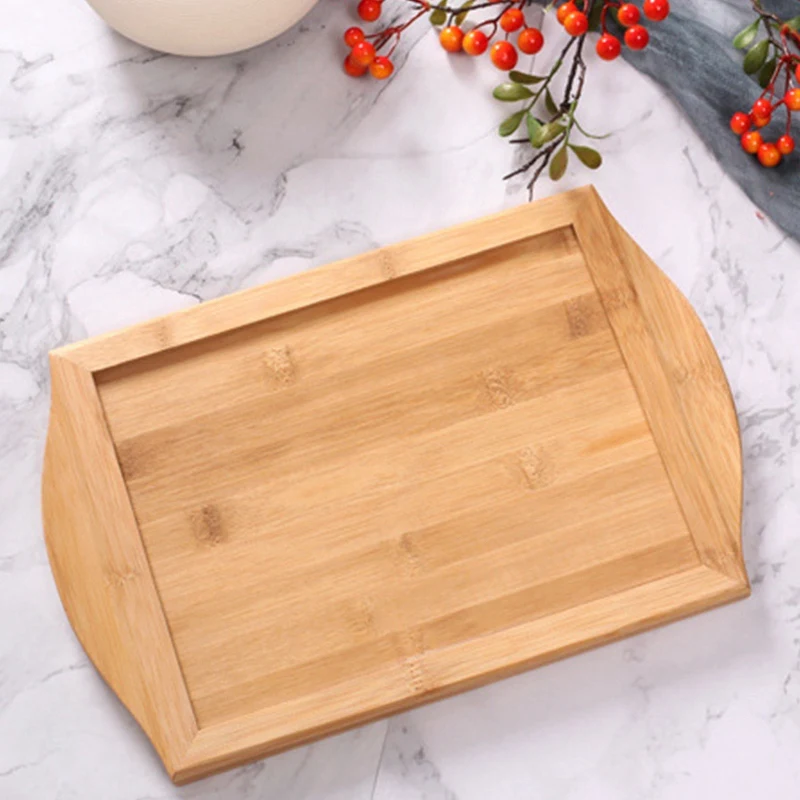 1 шт. сервировочный поднос бамбуковый деревянный с ручками и 8 ложек для