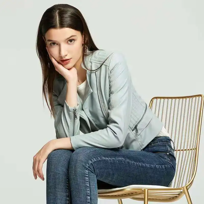 

2020 Women's PU Leather Jacket Slim Fit Fashion Temperament Versatile Coat Motorcycle Wear