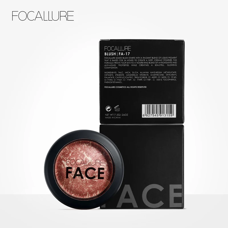 FOCALLURE 6 Colors Face Blush Makeup Palette Mineral Powder Red Rouge Lasting Natural Cream Cheek Tint Peach Pink Blush Cosmetic images - 6