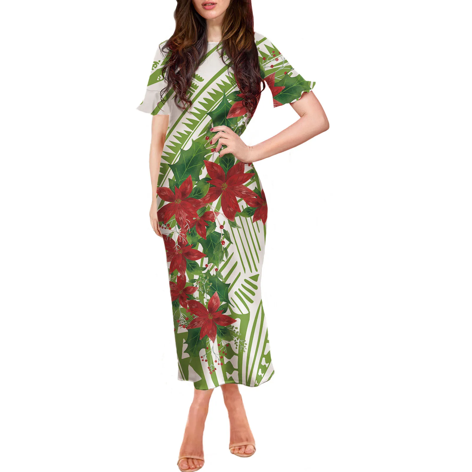 

HYCOOL, полинезийское летнее серое Цветочное платье с рукавом-бабочкой, повседневные женские платья больших размеров, женские элегантные секс...