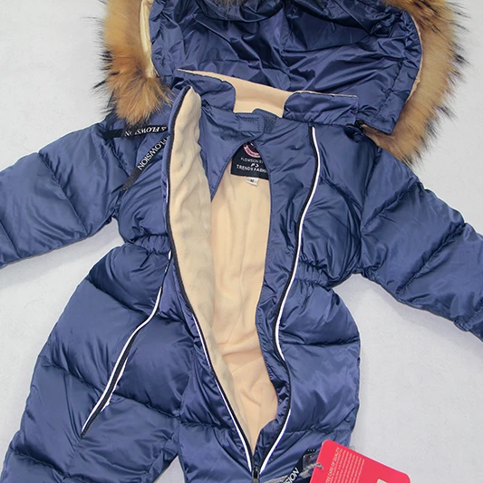 Новая зимняя одежда для малышей утепленные теплые комбинезоны с капюшоном