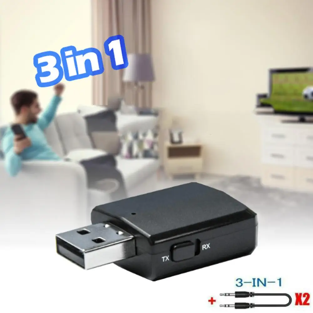 

USB Bluetooth 5.0 Transmitter Receiver 3 In 1 EDR Adapter Dongle 3.5mm Bluetooth Receiver Transmitter