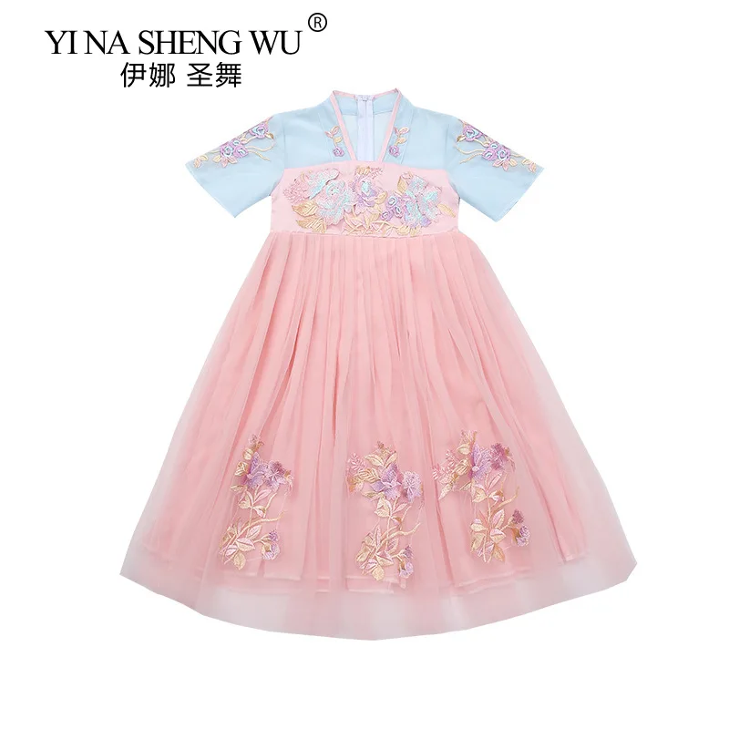 Древняя китайская Стиль детское платье для девочек на вечеринки цветок
