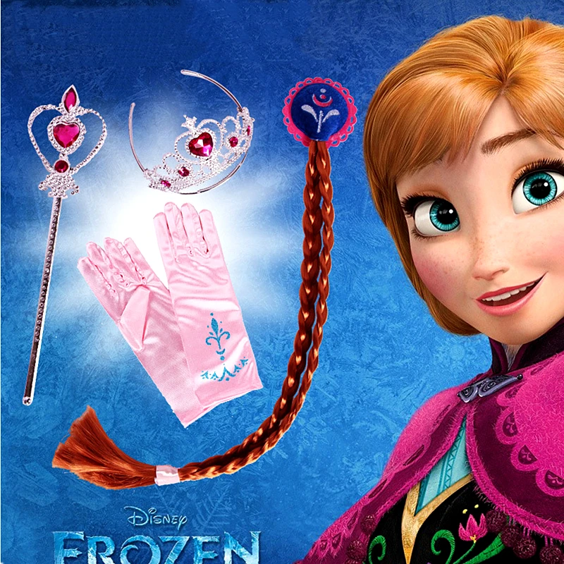 

Anna Frozen 7-Piece Set of Scepter Braid Crown Gloves Necklace Earrings Ring is a Girl's Beloved Gift