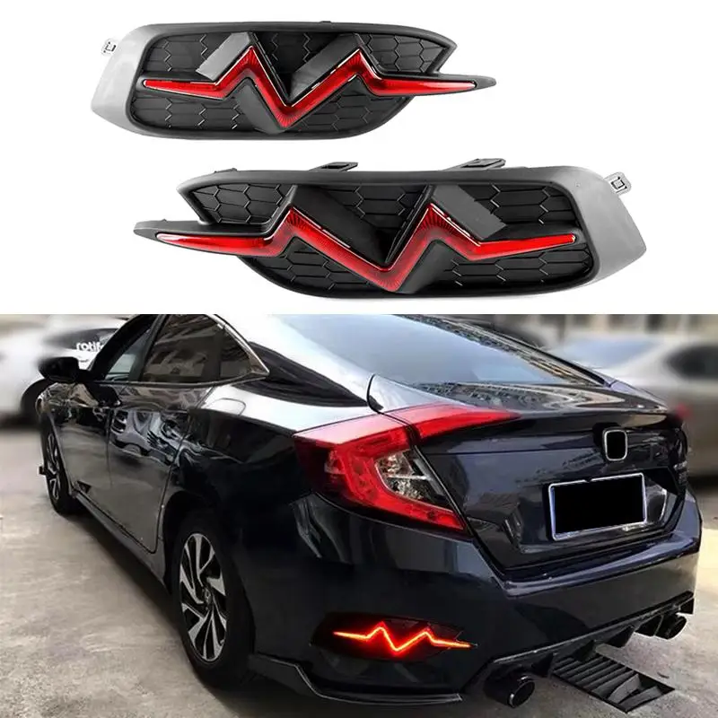 

Red LED Rear Bumper Daytime Running Light Tail Lamp For Honda Civic 2016-2018