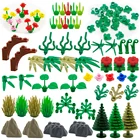 Кубики MOC в стиле милитари, Креативные аксессуары для растений, строительные блоки, цветок, лист, городская улица, вид сад, игрушки, подарок для детей