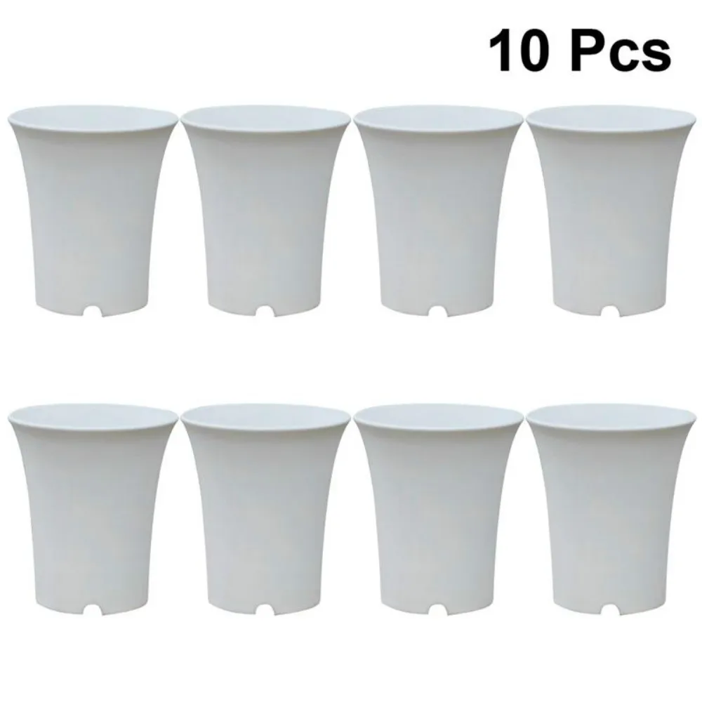 

New 10pcs/set Plastic Round Plant Pot White Black Succulents Frosted High Waist Basin Pots For Home Office Garden Plant Nursery