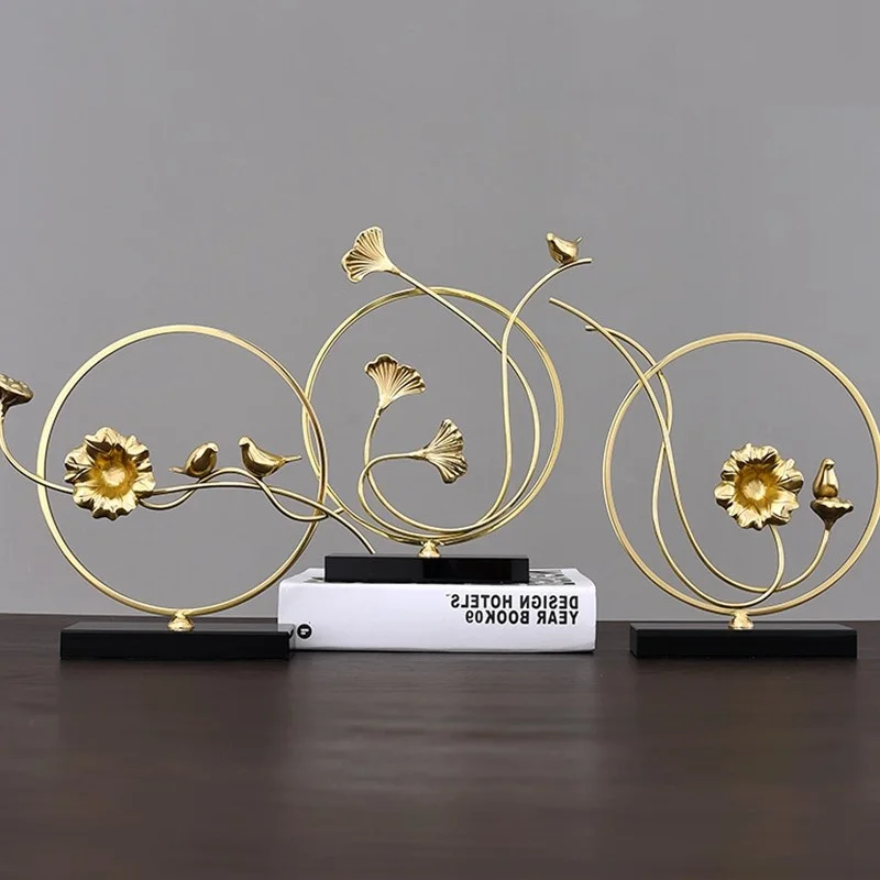 Фигурка листьев и птиц GINKGO декоративная статуя животных креативные латунные