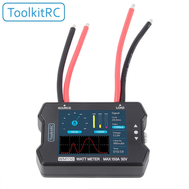 

ToolkitRC WM150 150A 50V Watt Meter Power Analyzer LCD Display Power Voltage Current Tester PWM Output For RC FPV Drone