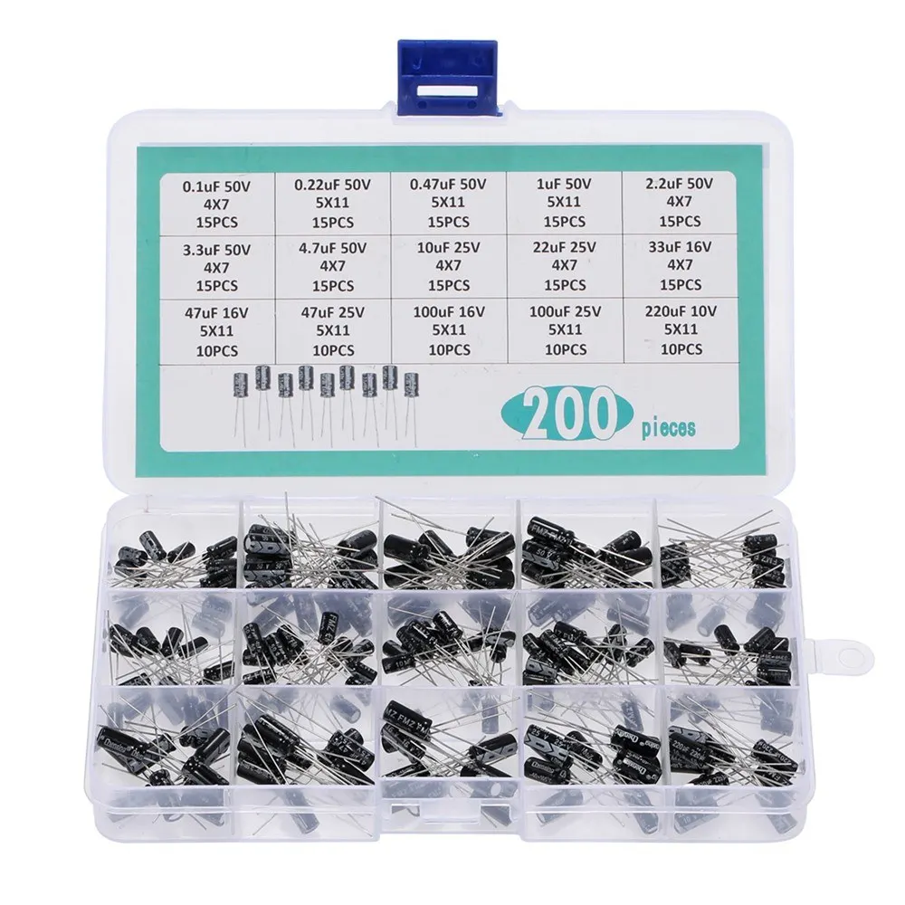 

200PCS 15Values Electrolytic Capacitors Kit with Box