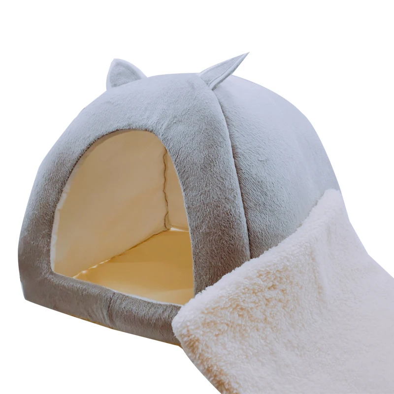 2-in-1 Foldable Cat Bed Kitten Cage Nest Indoor Puppy Cave House With Removable Mat Dog Kennel Doggie Sleeping Bag Washable | Дом и сад