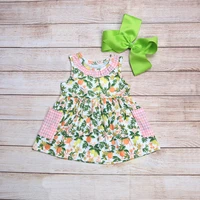 1 7 years baby clothes dress sleeveless fruit tree girls dress cute orange colorful print summer dresses with pocket clothing