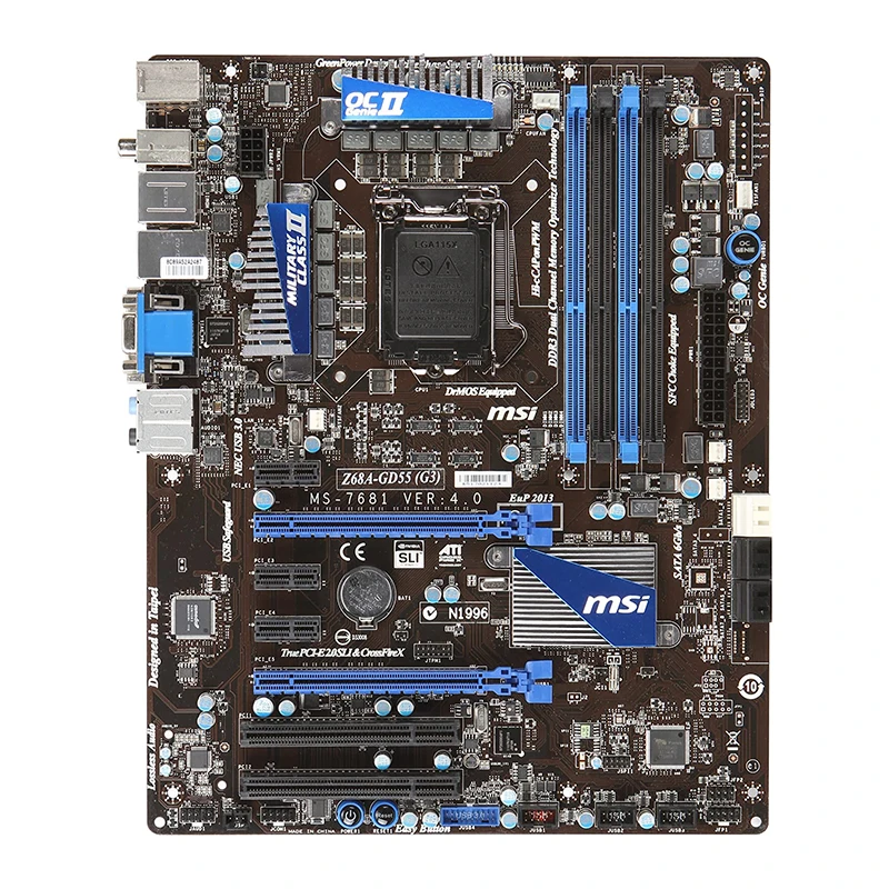 

MSI Z68A-GD55 (G3) Motherboard 1155 DDR3 Motherboard LGA 1155 Core i3 i5 i7 Cpus Intel Z68 PCI-E X16 HDMI USB3.0 SATA 6Gb/s ATX