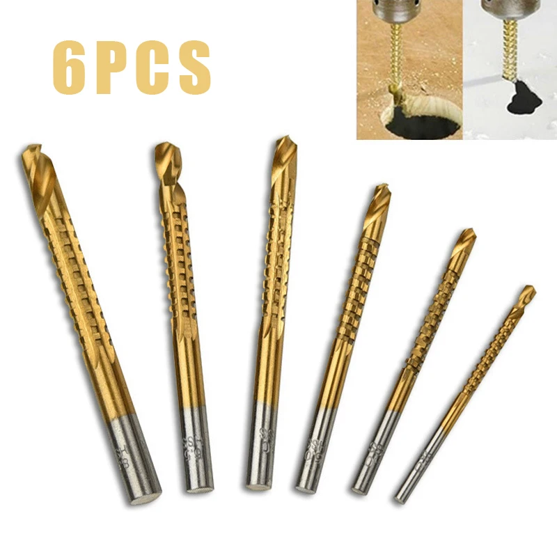 Cobalt Drill Bit Set Spiral Screw Metric Composite Tap Drill Bit Tap Twist Drill Bit Set 6pcs for Drilling Cutting Polishing