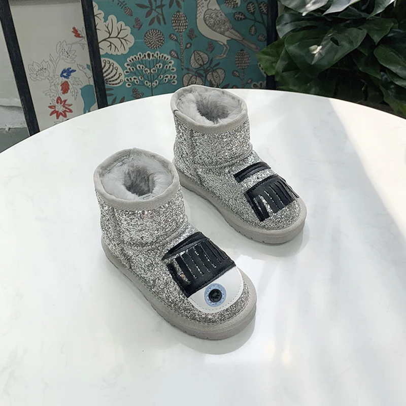 Dolakids/Плюшевые ботинки с рисунком для малышей Модные детские зимние Обувь